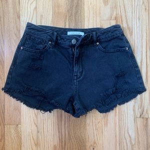 PacSun High Waisted Ripped Black Festival Shorts